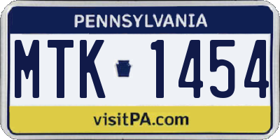 PA license plate MTK1454