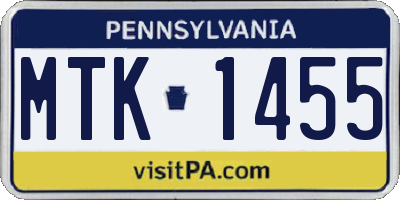 PA license plate MTK1455