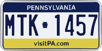 PA license plate MTK1457