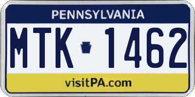 PA license plate MTK1462