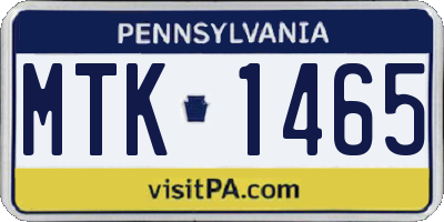 PA license plate MTK1465