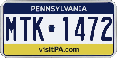 PA license plate MTK1472