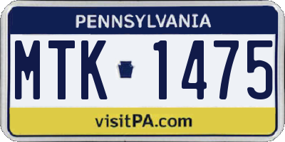 PA license plate MTK1475