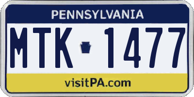 PA license plate MTK1477