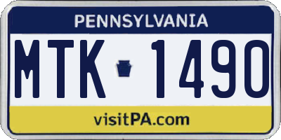 PA license plate MTK1490