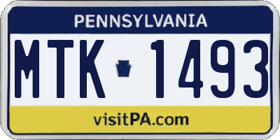 PA license plate MTK1493