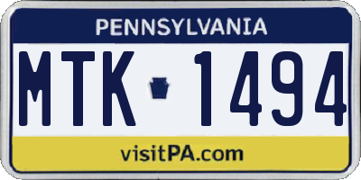 PA license plate MTK1494