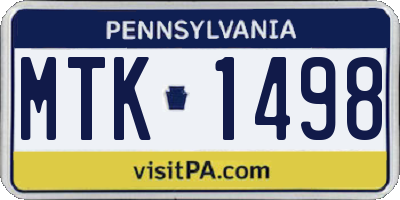 PA license plate MTK1498