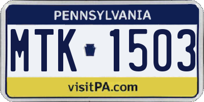 PA license plate MTK1503