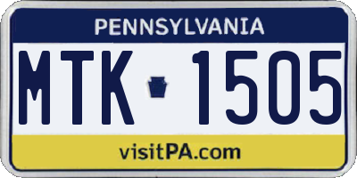 PA license plate MTK1505