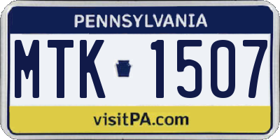 PA license plate MTK1507