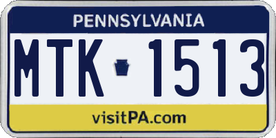 PA license plate MTK1513