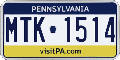 PA license plate MTK1514