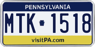 PA license plate MTK1518