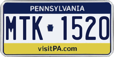 PA license plate MTK1520