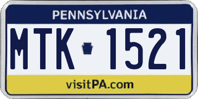PA license plate MTK1521