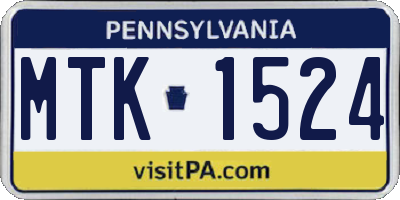 PA license plate MTK1524