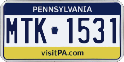 PA license plate MTK1531