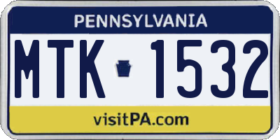 PA license plate MTK1532