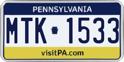 PA license plate MTK1533