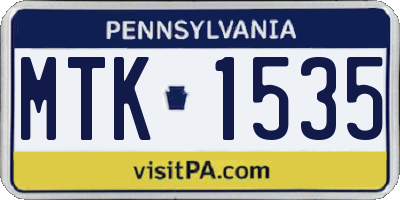 PA license plate MTK1535