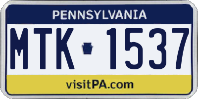 PA license plate MTK1537