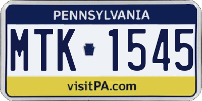 PA license plate MTK1545