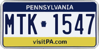 PA license plate MTK1547