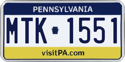 PA license plate MTK1551