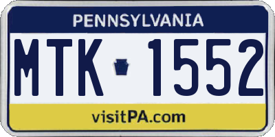 PA license plate MTK1552