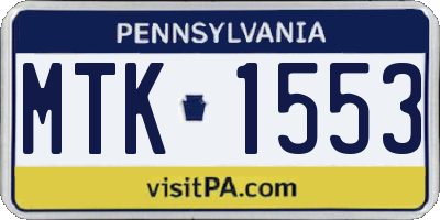 PA license plate MTK1553