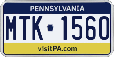 PA license plate MTK1560