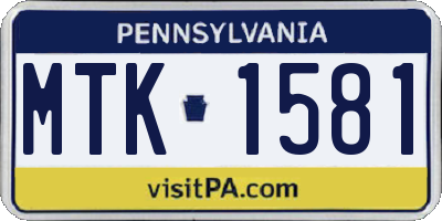 PA license plate MTK1581