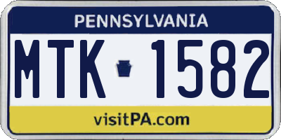 PA license plate MTK1582