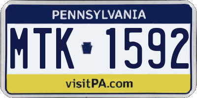 PA license plate MTK1592