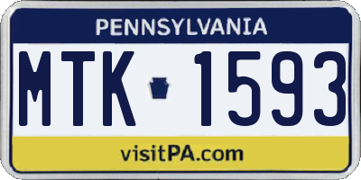 PA license plate MTK1593