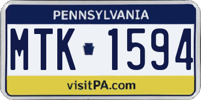 PA license plate MTK1594