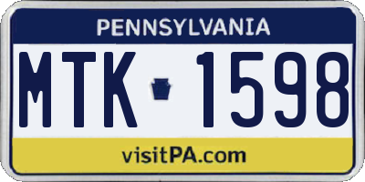 PA license plate MTK1598