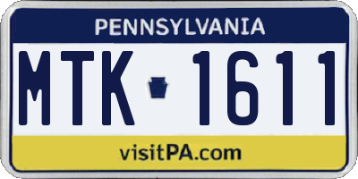 PA license plate MTK1611