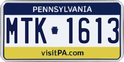 PA license plate MTK1613
