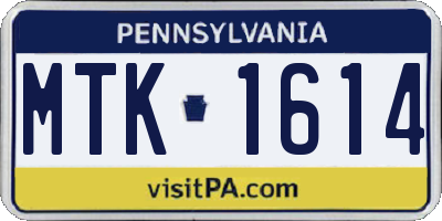 PA license plate MTK1614