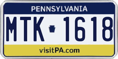 PA license plate MTK1618