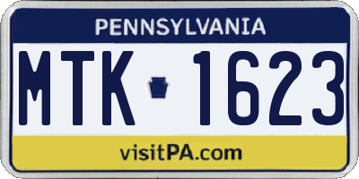 PA license plate MTK1623