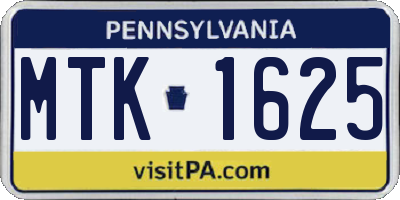 PA license plate MTK1625