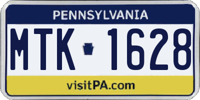 PA license plate MTK1628