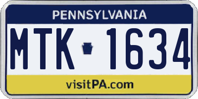 PA license plate MTK1634
