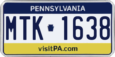 PA license plate MTK1638