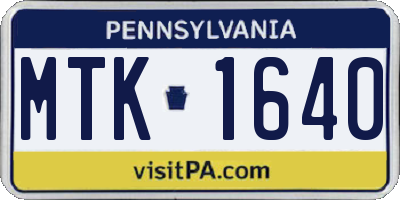 PA license plate MTK1640