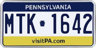 PA license plate MTK1642