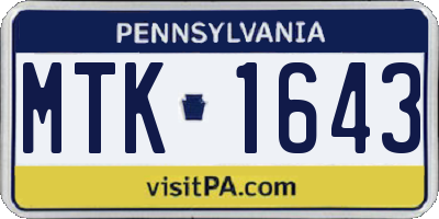 PA license plate MTK1643